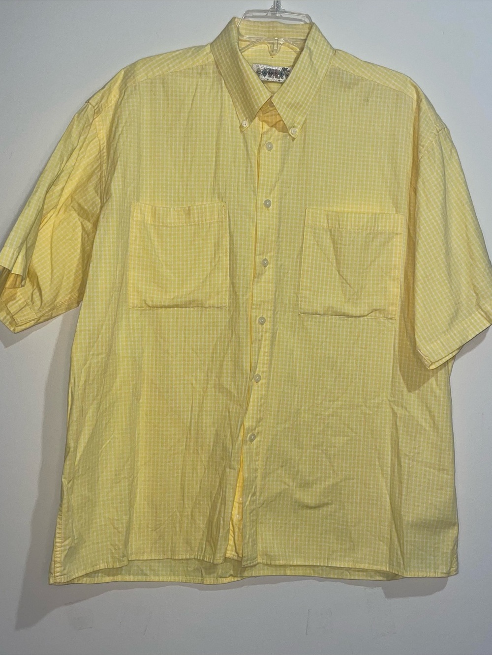 Campia MODA Yellow Plaid Short Sleeve 100% Cotton XL Button Up